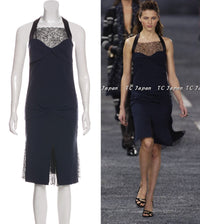 CHANEL 04A Navy Black Lace Dress Kate Hudson 38 40 シャネル ネイビー ブラック レース ワンピース 女優着用 即発
