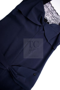 CHANEL 04A Navy Black Lace Dress Kate Hudson 38 40 シャネル ネイビー ブラック レース ワンピース 女優着用 即発