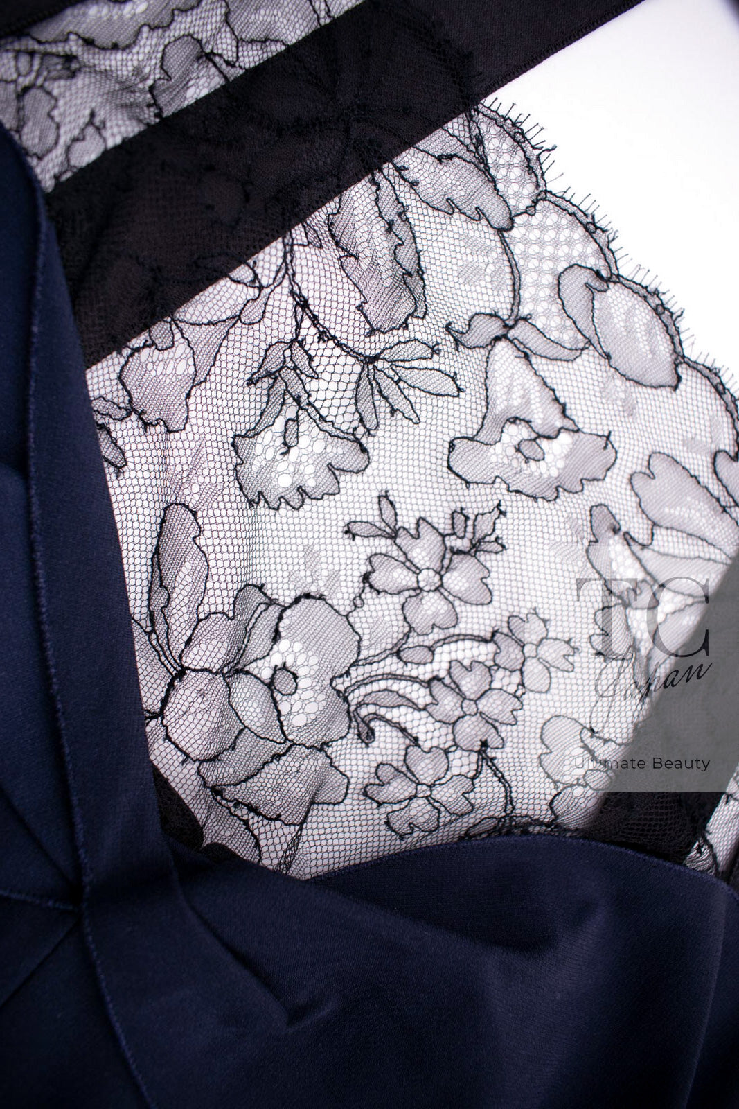 CHANEL 04A Navy Black Lace Dress Kate Hudson 38 40 シャネル ネイビー ブラック レース ワンピース 女優着用 即発