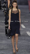CHANEL 04A Navy Black Lace Dress Kate Hudson 38 40 シャネル ネイビー ブラック レース ワンピース 女優着用 即発