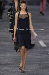 CHANEL 04A Navy Black Lace Dress Kate Hudson 38 40 シャネル ネイビー ブラック レース ワンピース 女優着用 即発