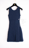 CHANEL 13C Versailles Navy Jacquard Sleeveless Dress 34 36 シャネル ベルサイユ ネイビー ジャガード ニット ノースリーブ ワンピース 即発