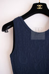 CHANEL 13C Versailles Navy Jacquard Sleeveless Dress 34 36 シャネル ベルサイユ ネイビー ジャガード ニット ノースリーブ ワンピース 即発