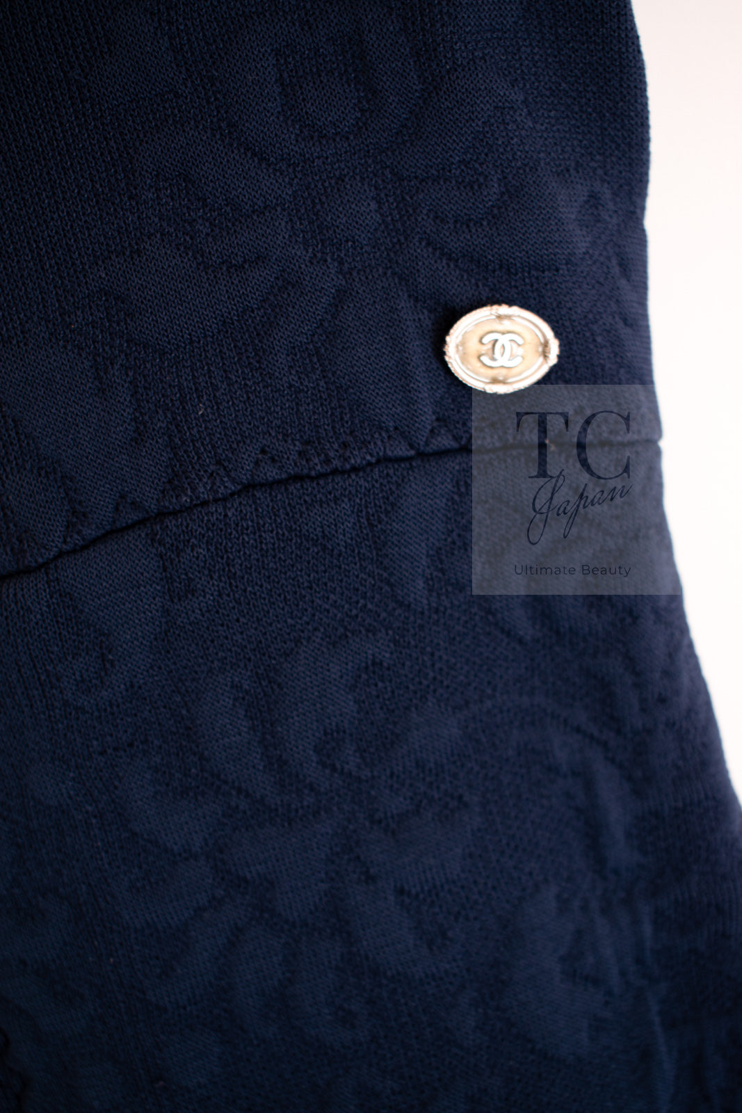 CHANEL 13C Versailles Navy Jacquard Sleeveless Dress 34 36 シャネル ベルサイユ ネイビー ジャガード ニット ノースリーブ ワンピース 即発