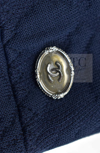CHANEL 13C Versailles Navy Jacquard Sleeveless Dress 34 36 シャネル ベルサイユ ネイビー ジャガード ニット ノースリーブ ワンピース 即発