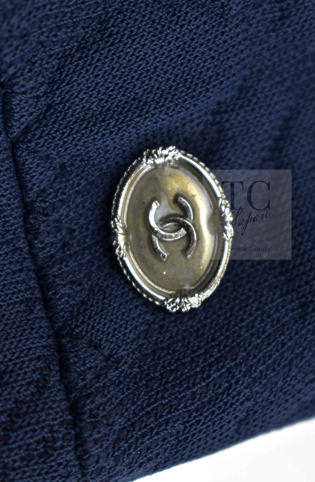 CHANEL 13C Versailles Navy Jacquard Sleeveless Dress 34 36 シャネル ベルサイユ ネイビー ジャガード ニット ノースリーブ ワンピース 即発