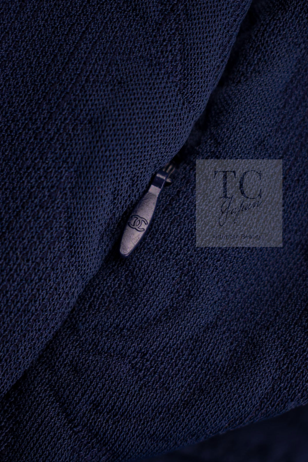 CHANEL 13C Versailles Navy Jacquard Sleeveless Dress 34 36 シャネル ベルサイユ ネイビー ジャガード ニット ノースリーブ ワンピース 即発