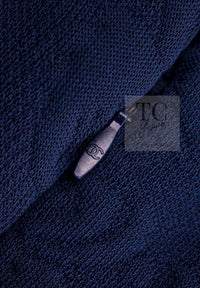 CHANEL 13C Versailles Navy Jacquard Sleeveless Dress 34 36 シャネル ベルサイユ ネイビー ジャガード ニット ノースリーブ ワンピース 即発