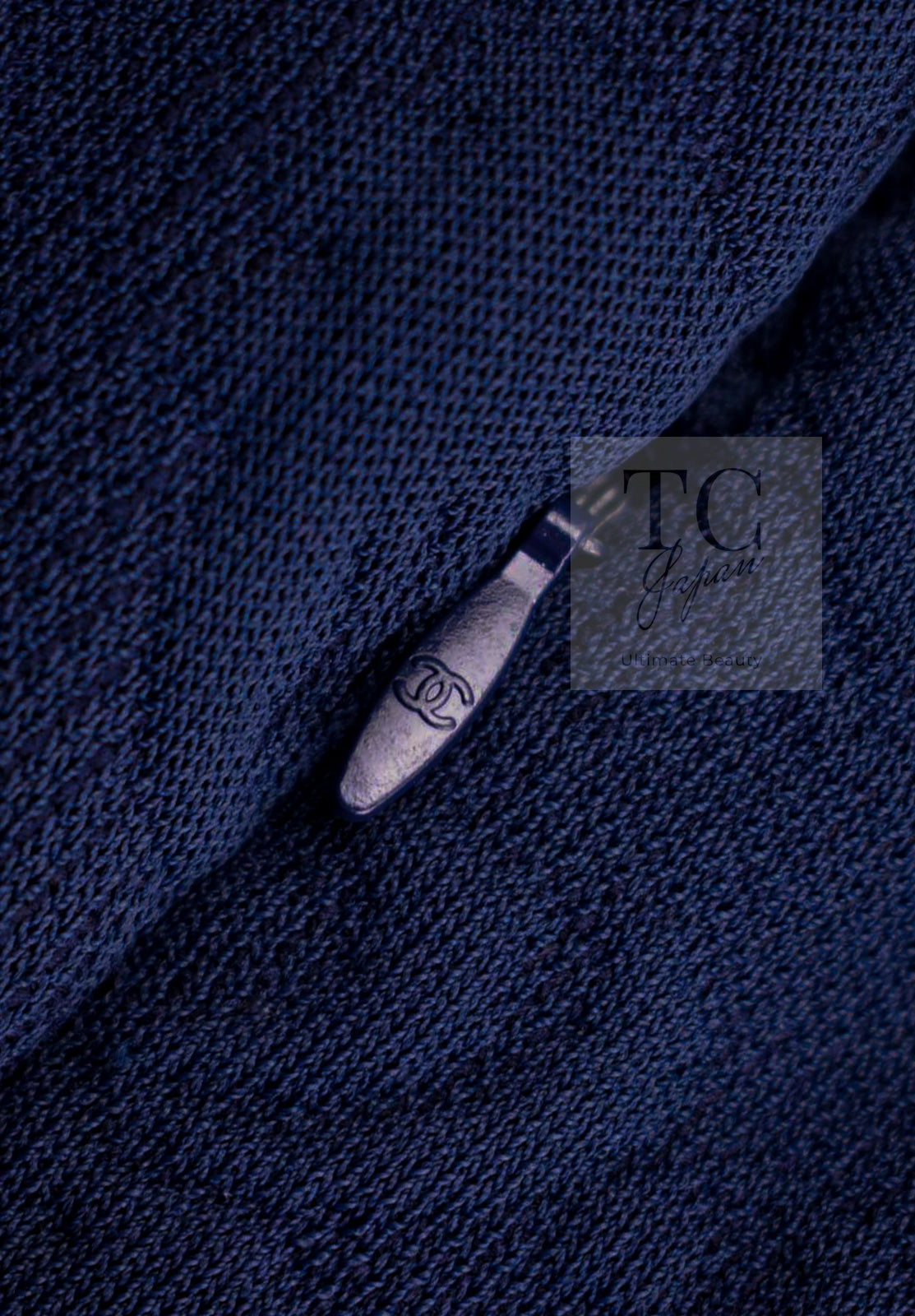 CHANEL 13C Versailles Navy Jacquard Sleeveless Dress 34 36 シャネル ベルサイユ ネイビー ジャガード ニット ノースリーブ ワンピース 即発
