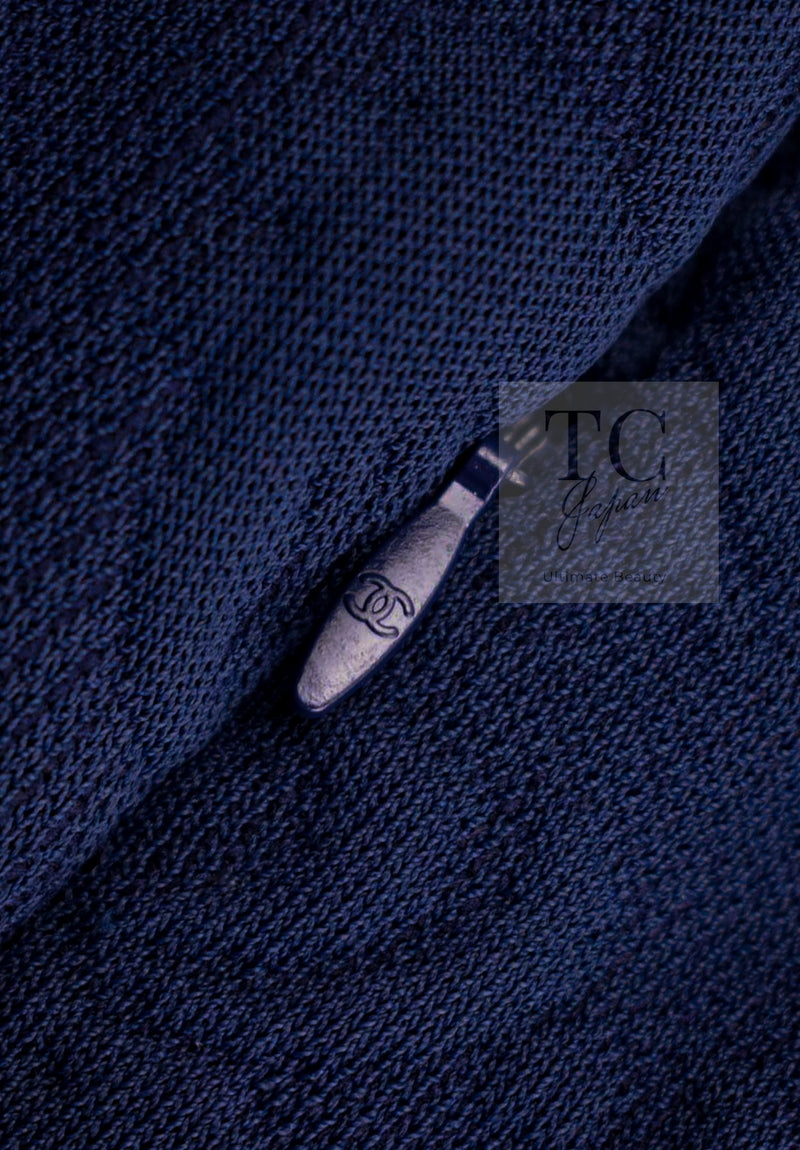 CHANEL 13C Versailles Navy Jacquard Sleeveless Dress 34 36 シャネル ベルサイユ ネイビー ジャガード ニット ノースリーブ ワンピース 即発