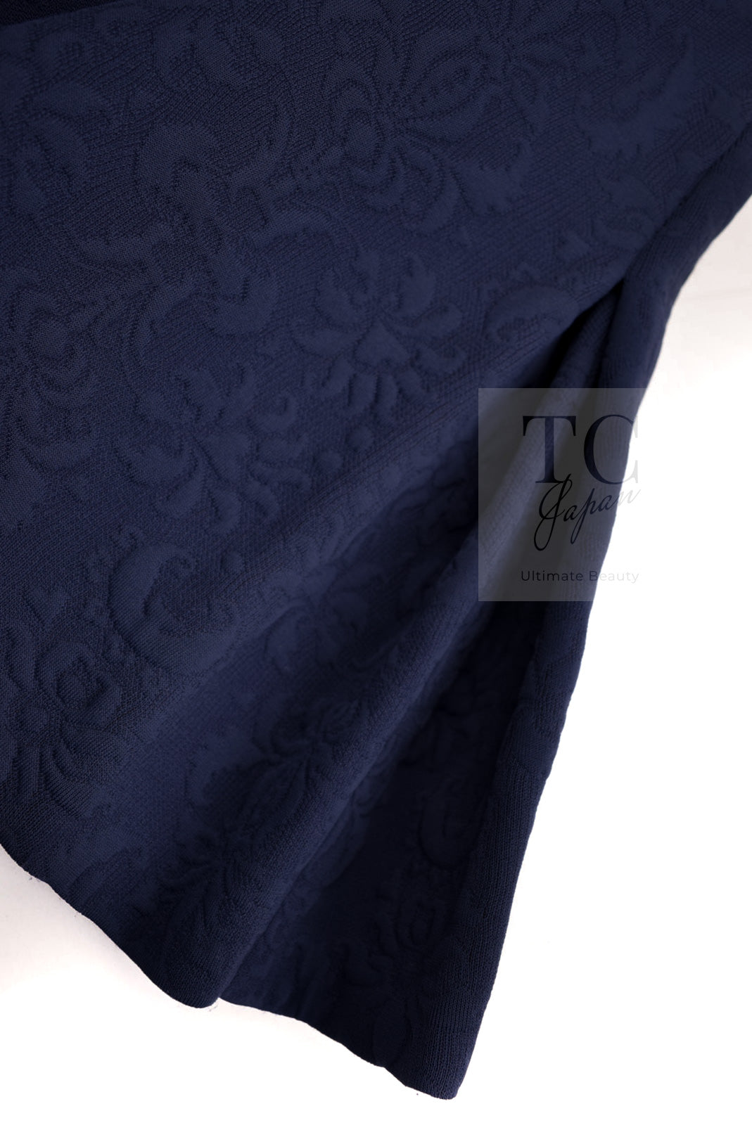CHANEL 13C Versailles Navy Jacquard Sleeveless Dress 34 36 シャネル ベルサイユ ネイビー ジャガード ニット ノースリーブ ワンピース 即発