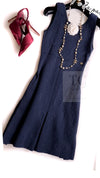 CHANEL 13C Versailles Navy Jacquard Sleeveless Dress 34 36 シャネル ベルサイユ ネイビー ジャガード ニット ノースリーブ ワンピース 即発