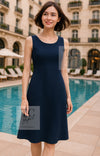CHANEL 13C Versailles Navy Jacquard Sleeveless Dress 34 36 シャネル ベルサイユ ネイビー ジャガード ニット ノースリーブ ワンピース 即発