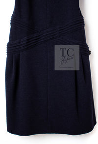 CHANEL 12A Dark Navy Gripoix Wool Dress Jessica Biel 36 40 シャネル ダークネイビー グリポワ装飾 ウール ワンピース 即発