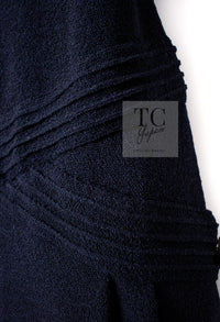 CHANEL 12A Dark Navy Gripoix Wool Dress Jessica Biel 36 40 シャネル ダークネイビー グリポワ装飾 ウール ワンピース 即発