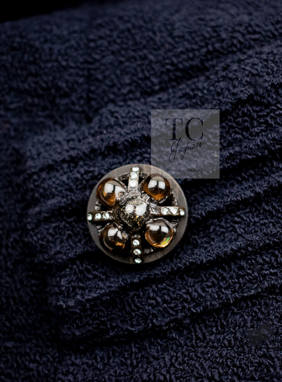 CHANEL 12A Dark Navy Gripoix Wool Dress Jessica Biel 36 40 シャネル ダークネイビー グリポワ装飾 ウール ワンピース 即発