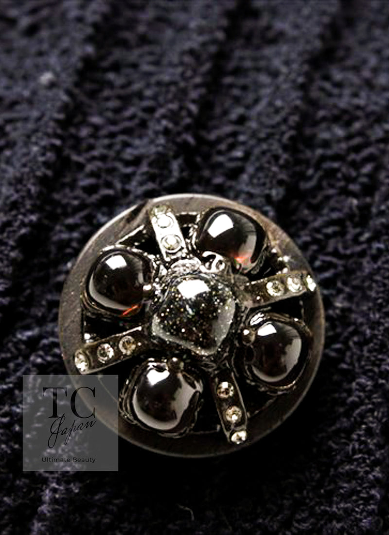 CHANEL 12A Dark Navy Gripoix Wool Dress Jessica Biel 36 40 シャネル ダークネイビー グリポワ装飾 ウール ワンピース 即発