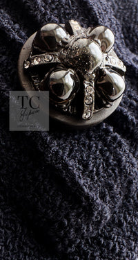 CHANEL 12A Dark Navy Gripoix Wool Dress Jessica Biel 36 40 シャネル ダークネイビー グリポワ装飾 ウール ワンピース 即発