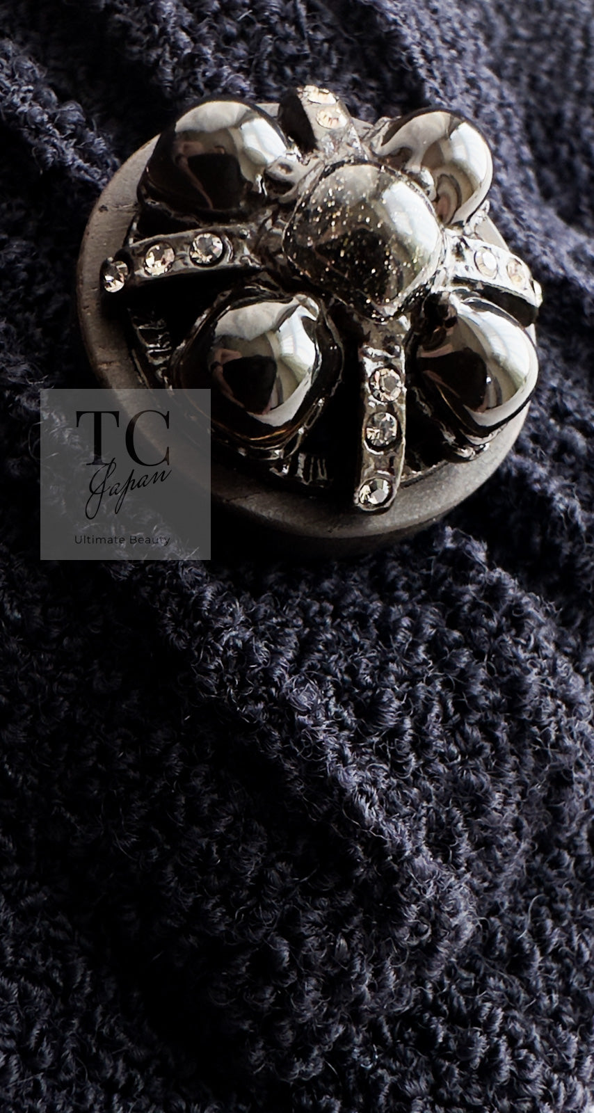 CHANEL 12A Dark Navy Gripoix Wool Dress Jessica Biel 36 40 シャネル ダークネイビー グリポワ装飾 ウール ワンピース 即発