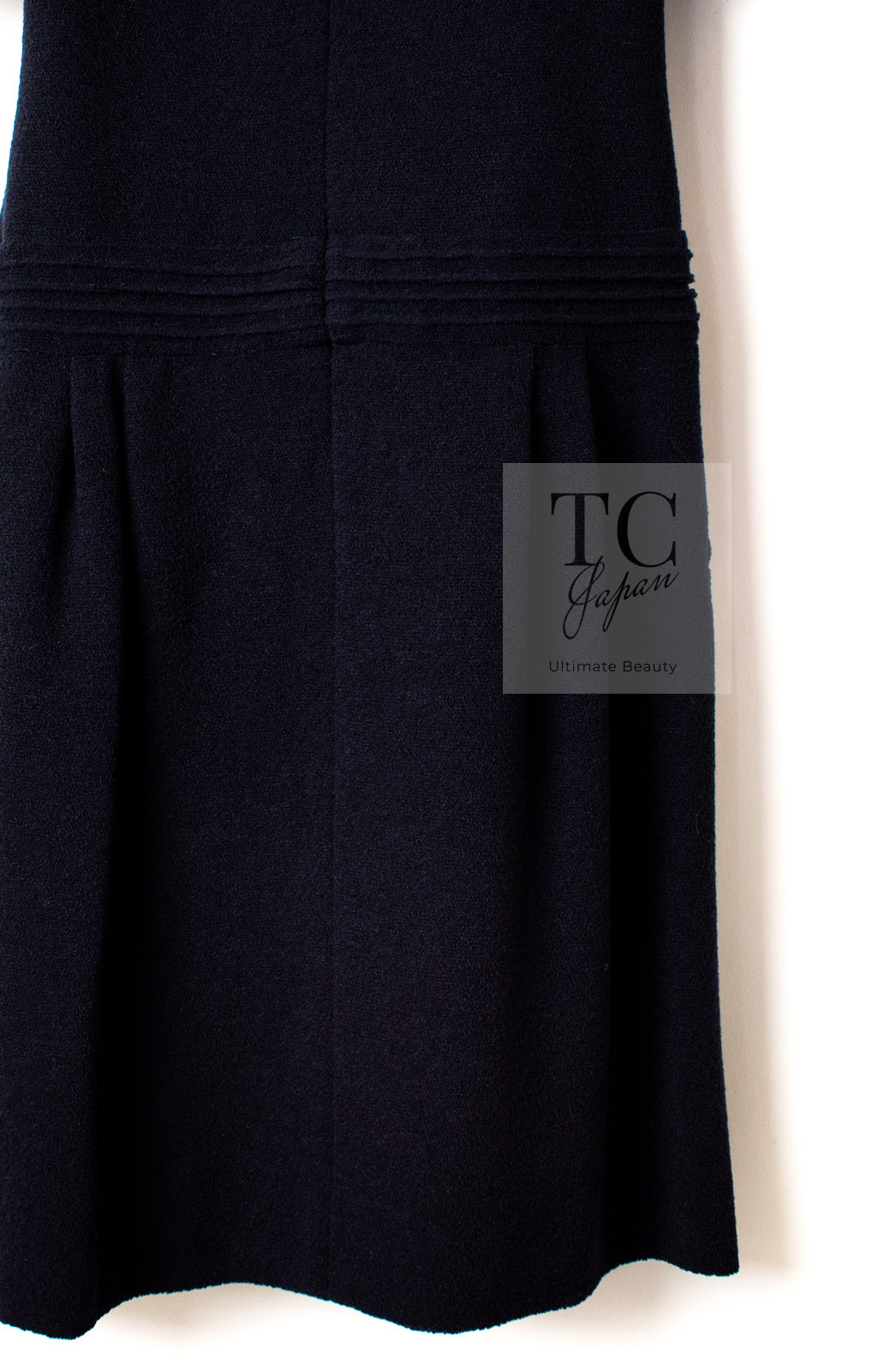 CHANEL 12A Dark Navy Gripoix Wool Dress Jessica Biel 36 40 シャネル ダークネイビー グリポワ装飾 ウール ワンピース 即発