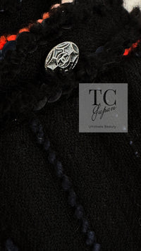 CHANEL 10A Black Multicolor Sequin Fringe Wool Tweed Dress 36 シャネル ブラック マルチカラー スパンコール フリンジ ウール ツイード ワンピース 即発