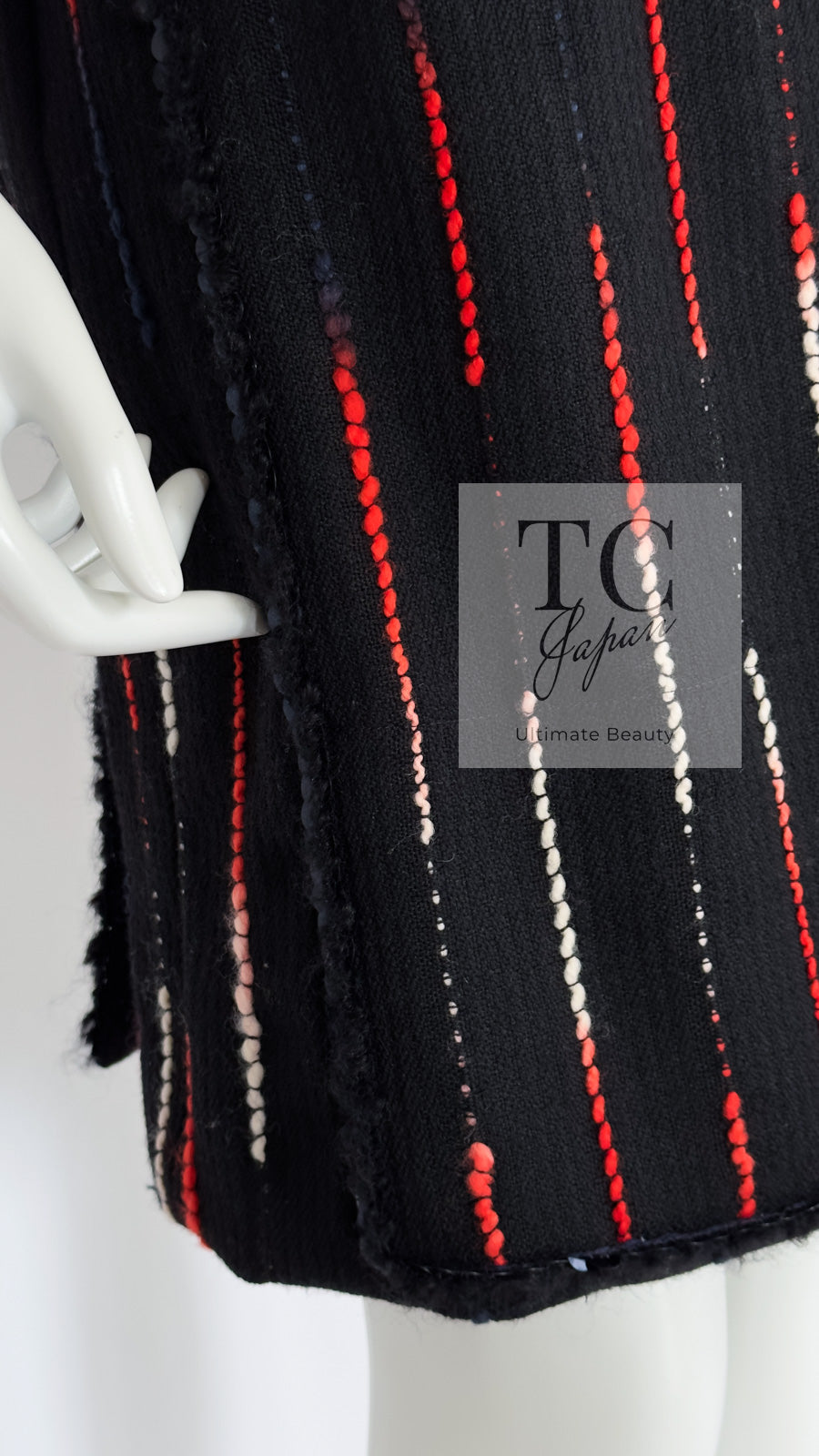 CHANEL 10A Black Multicolor Sequin Fringe Wool Tweed Dress 36 シャネル ブラック マルチカラー スパンコール フリンジ ウール ツイード ワンピース 即発
