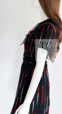 CHANEL 10A Black Multicolor Sequin Fringe Wool Tweed Dress 36 シャネル ブラック マルチカラー スパンコール フリンジ ウール ツイード ワンピース 即発