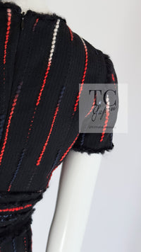 CHANEL 10A Black Multicolor Sequin Fringe Wool Tweed Dress 36 シャネル ブラック マルチカラー スパンコール フリンジ ウール ツイード ワンピース 即発