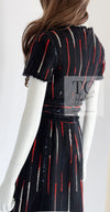 CHANEL 10A Black Multicolor Sequin Fringe Wool Tweed Dress 36 シャネル ブラック マルチカラー スパンコール フリンジ ウール ツイード ワンピース 即発