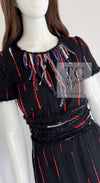 CHANEL 10A Black Multicolor Sequin Fringe Wool Tweed Dress 36 シャネル ブラック マルチカラー スパンコール フリンジ ウール ツイード ワンピース 即発