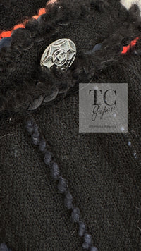 CHANEL 10A Black Multicolor Sequin Fringe Wool Tweed Dress 36 シャネル ブラック マルチカラー スパンコール フリンジ ウール ツイード ワンピース 即発