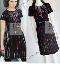 CHANEL 10A Black Multicolor Sequin Fringe Wool Tweed Dress 36 1