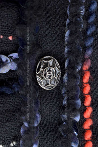 CHANEL 10A Black Multicolor Sequin Fringe Wool Tweed Dress 36 17