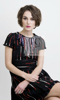 CHANEL 10A Black Multicolor Sequin Fringe Wool Tweed Dress 36 シャネル ブラック マルチカラー スパンコール フリンジ ウール ツイード ワンピース 即発