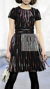 CHANEL 10A Black Multicolor Sequin Fringe Wool Tweed Dress 36 シャネル ブラック マルチカラー スパンコール フリンジ ウール ツイード ワンピース 即発