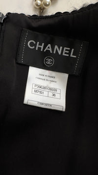 CHANEL 10A Black Multicolor Sequin Fringe Wool Tweed Dress 36 | INT