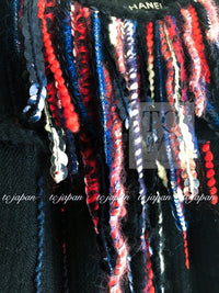 CHANEL 10A Black Multicolor Sequin Fringe Wool Tweed Dress 36 シャネル ブラック マルチカラー スパンコール フリンジ ウール ツイード ワンピース 即発