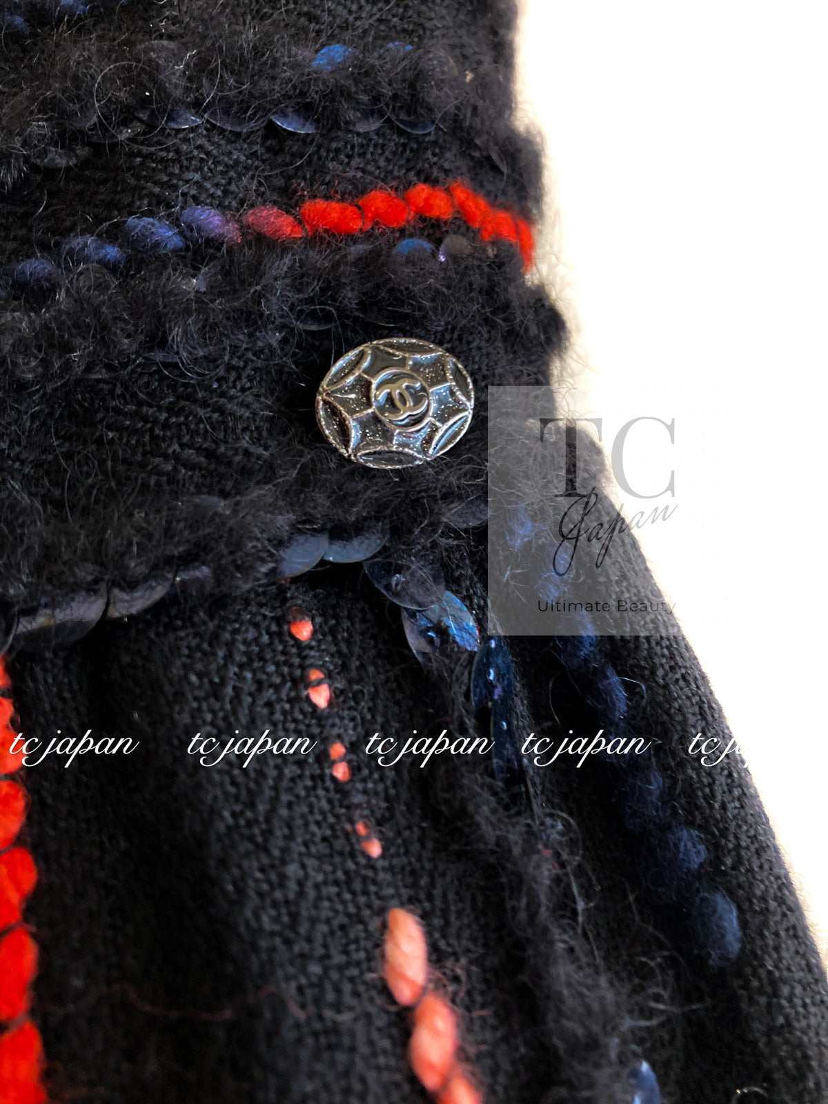 CHANEL 10A Black Multicolor Sequin Fringe Wool Tweed Dress 36 シャネル ブラック マルチカラー スパンコール フリンジ ウール ツイード ワンピース 即発