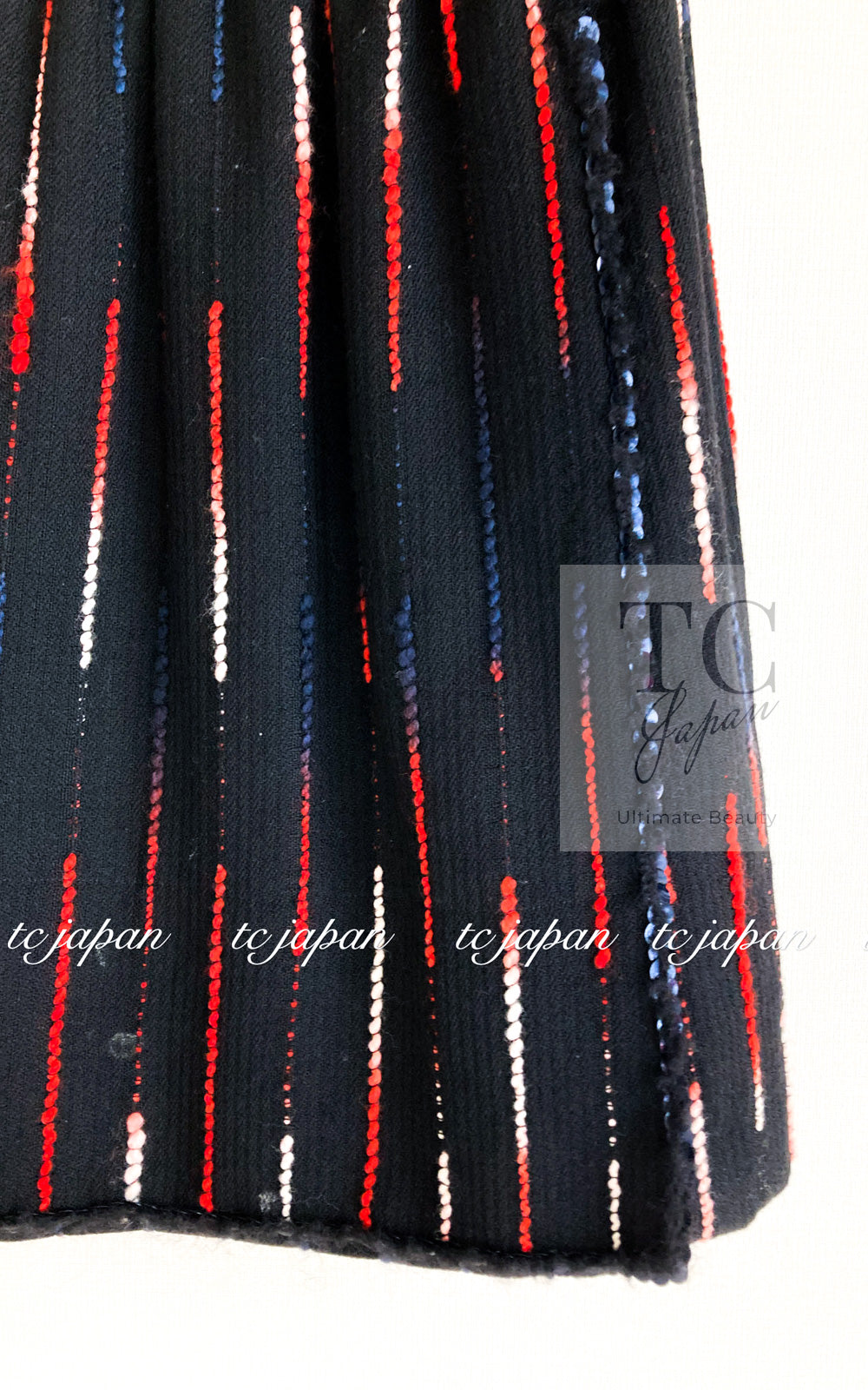 CHANEL 10A Black Multicolor Sequin Fringe Wool Tweed Dress 36 シャネル ブラック マルチカラー スパンコール フリンジ ウール ツイード ワンピース 即発