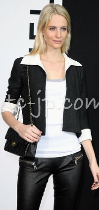 CHANEL 09S Black Ivory Two Tone Color Jacket 36 38 シャネル ブラック アイボリー 黒白 ツートンカラー ジャケット 即発