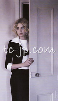 CHANEL 09S Black Ivory Two Tone Color Jacket 36 38 シャネル ブラック アイボリー 黒白 ツートンカラー ジャケット 即発