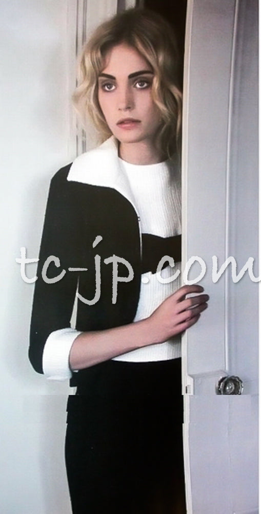 CHANEL 09S Black Ivory Two Tone Color Jacket 36 38 シャネル ブラック アイボリー 黒白 ツートンカラー ジャケット 即発