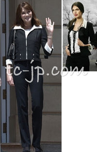 CHANEL 09S Black Ivory Two Tone Color Jacket 36 38 シャネル ブラック アイボリー 黒白 ツートンカラー ジャケット 即発