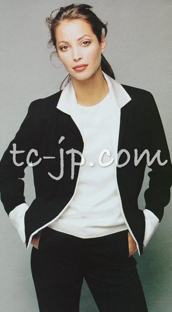 CHANEL 09S Black Ivory Two Tone Color Jacket 36 38 シャネル ブラック アイボリー 黒白 ツートンカラー ジャケット 即発