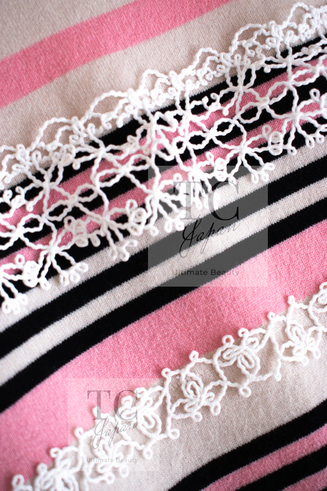 シャネル ワンピース CHANEL ピンク ブラック ストライプ ボーダー