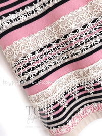CHANEL 11C Pink Black Striped Cashmere Knit Dress 36 シャネル ピンク ブラック ストライプ ボーダー カシミア100% ニット ワンピース 即発