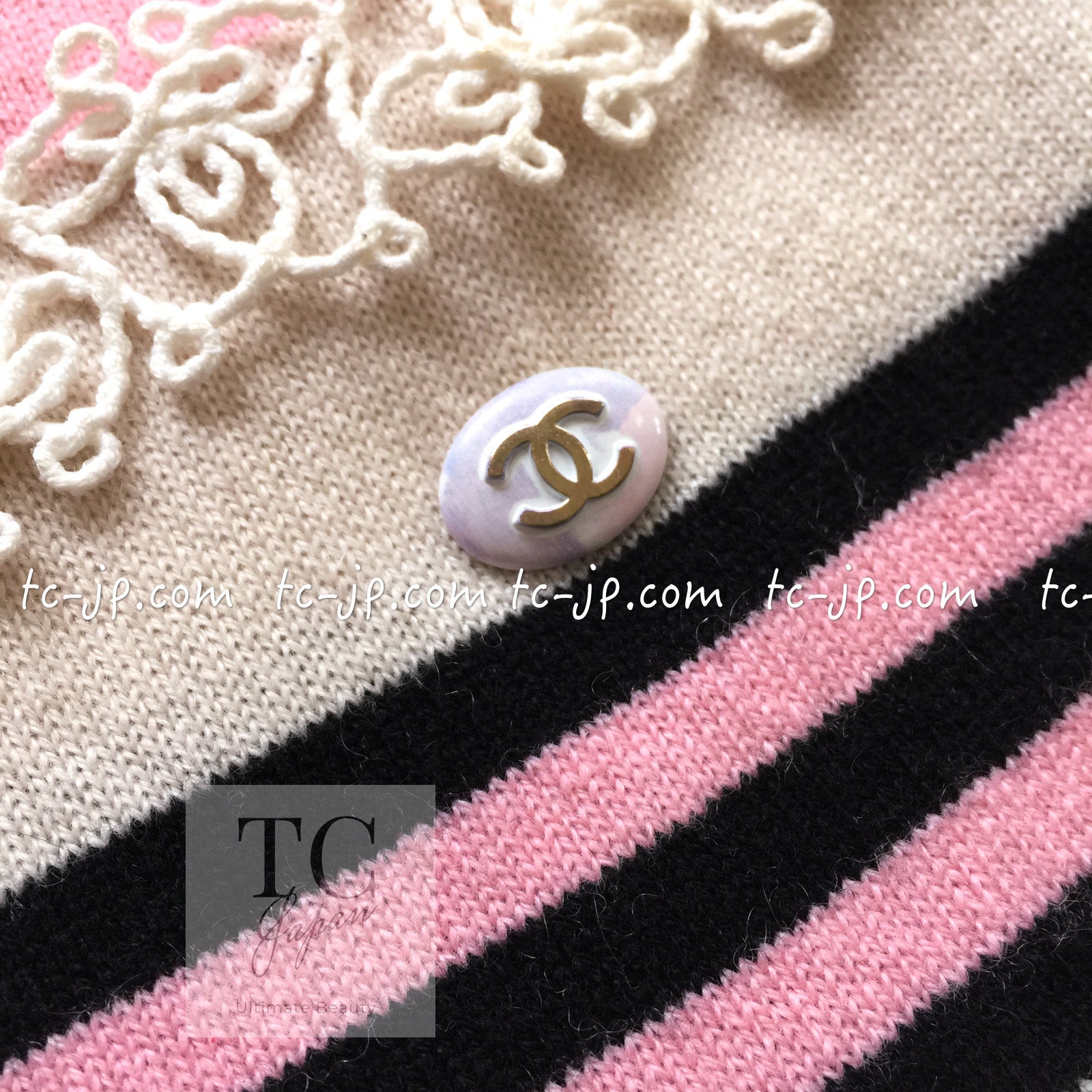 CHANEL 11C Pink Black Striped Cashmere Knit Dress 36 シャネル ピンク ブラック ストライプ ボーダー カシミア100% ニット ワンピース 即発