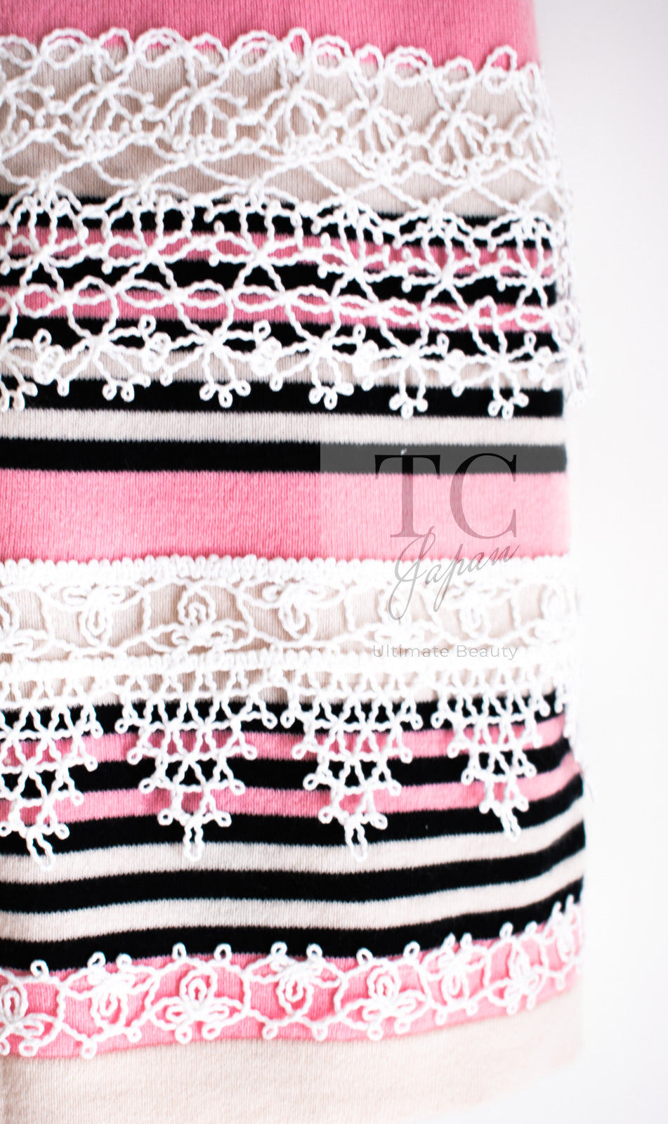 CHANEL 11C Pink Black Stripe Cashmere Knit Dress 36 シャネル ピンク ブラック ストライプ ボーダー カシミア100% ニット ワンピース 即発