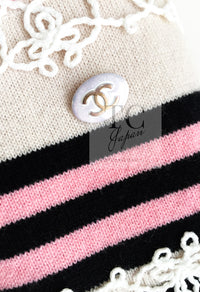 CHANEL 11C Pink Black Stripe Cashmere Knit Dress 36 シャネル ピンク ブラック ストライプ ボーダー カシミア100% ニット ワンピース 即発