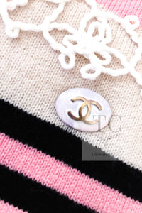 CHANEL 11C Pink Black Stripe Cashmere Knit Dress 36 シャネル ピンク ブラック ストライプ ボーダー カシミア100% ニット ワンピース 即発